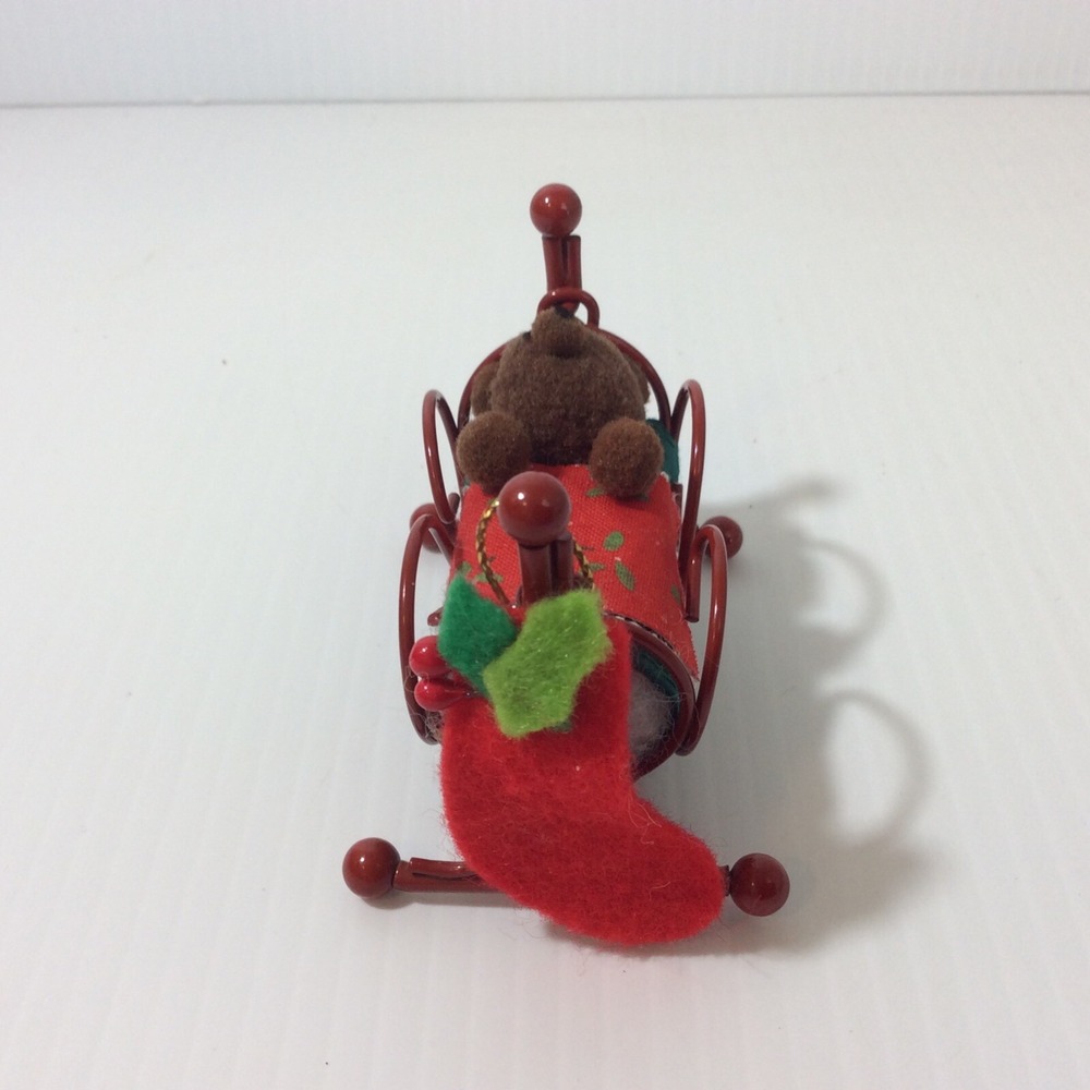 Miniature Bear in Bassinet Bed Christmas Decoration Ornament Swings Stocking 3" - Picture 2 of 12